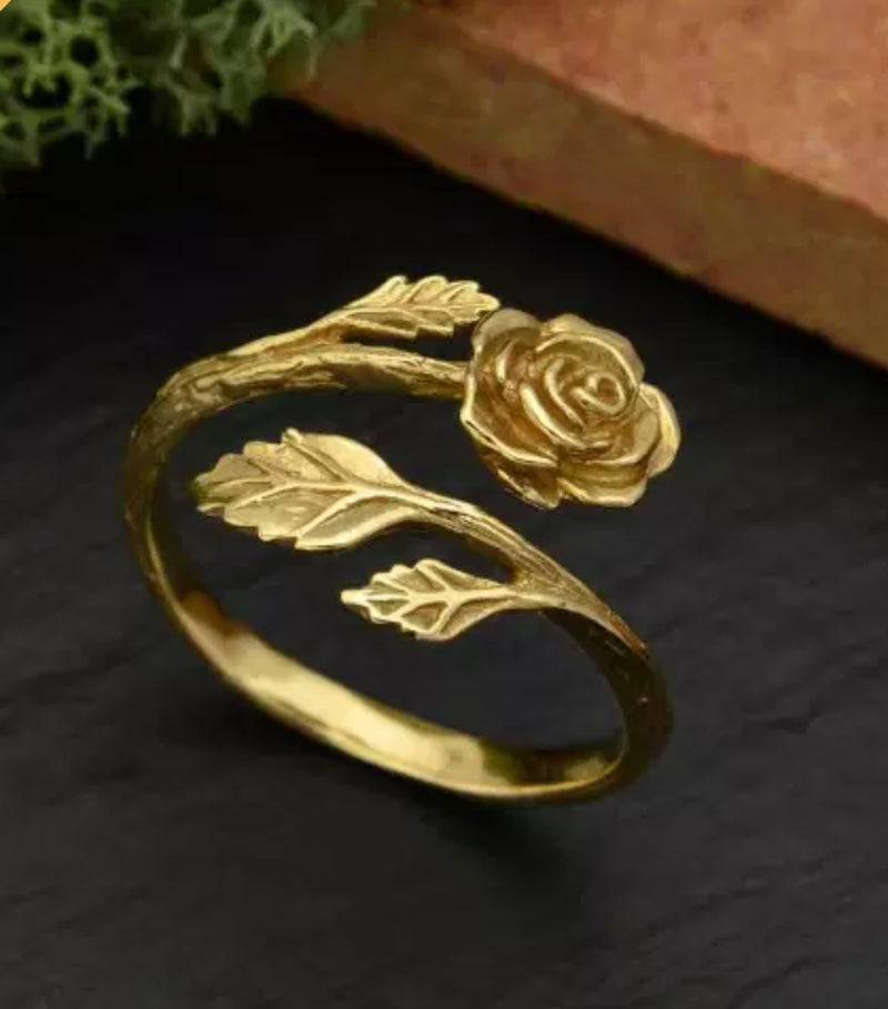 Vintage Rose Ring With CZ Accent Size 5 Statement Rose Flower Ring Gold  Tone | eBay